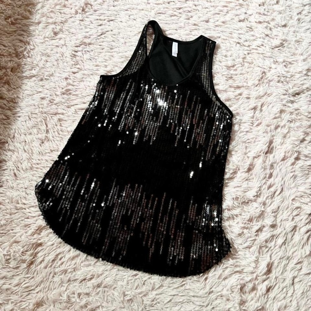 Sequin Sparkle Glam Monochrome Whimsygoth Party Tank Womens M Dopamine Statement